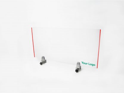 Cube-Mounted Clear, Acrylic Sneeze Guard with Removable Clamps